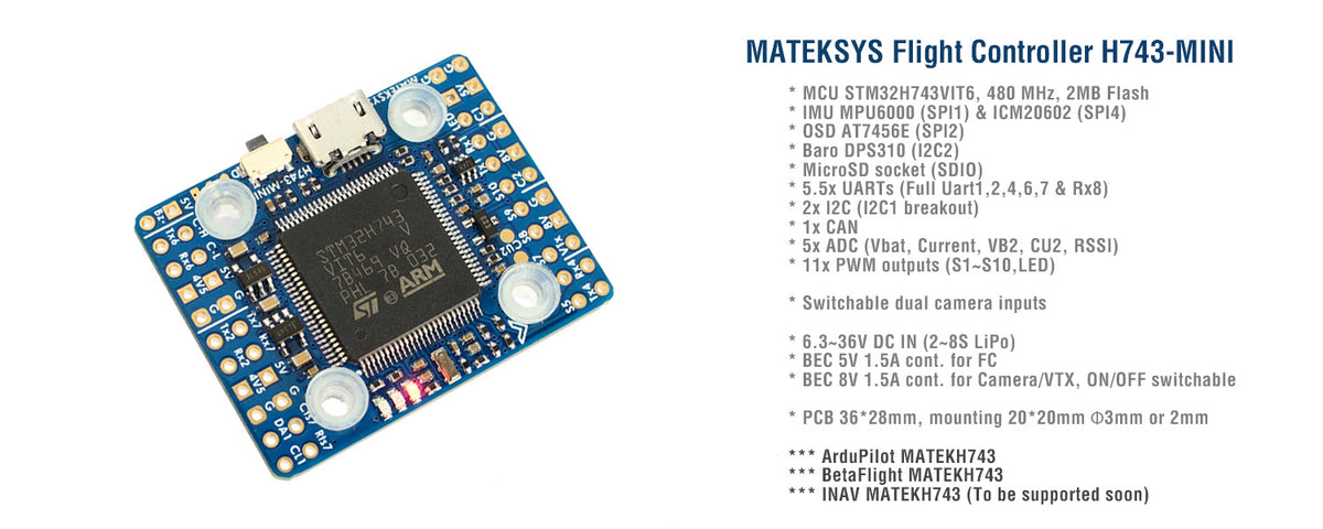 Matek Flight controller H743-MINI 20x20 V3 – Demon Power System