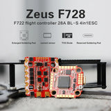 HGLRC ZEUS F728 3-6S STACK WITH F722 FLIGHT CONTROLLER 28A BL_S 4IN1 ESC SUPPORT I2C FUNCTION