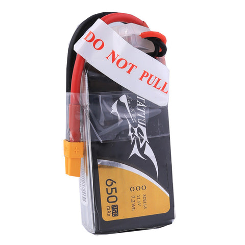 TATTU 650mAh 3S1P 75C 11.1V Lipo Battery Pack with XT30 plug