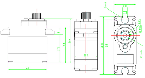 Flash Hobby FH-9018 DMG 120 Angle Servo