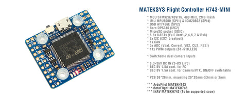 Matek Flight controller H743-MINI 20x20 V3